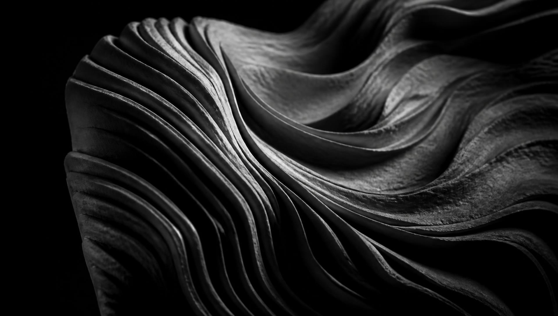 Textura escultórica abstrata a preto e branco